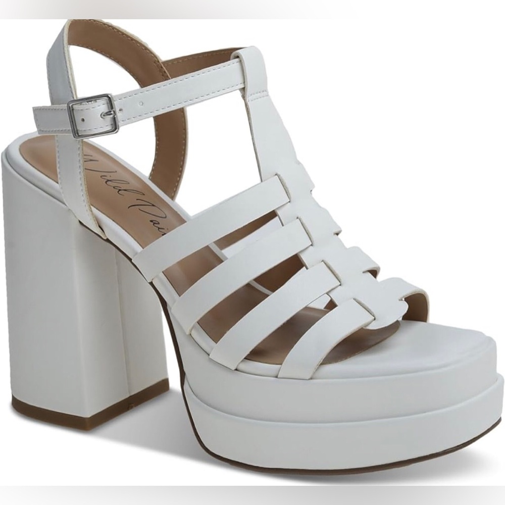 Wild Pair Orlah Faux Leather Platform Block Heels- Size 8M NWT